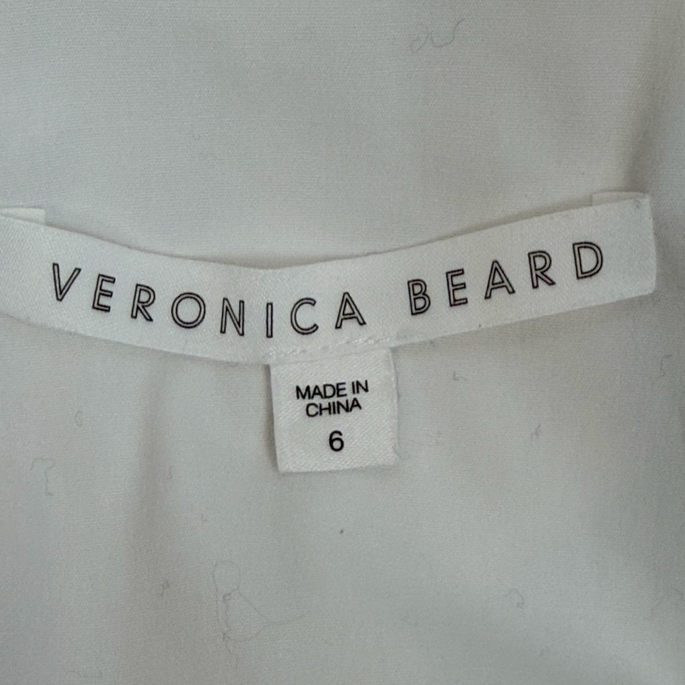 Veronica Beard Bell Ruched Button-Down Dress – Size 6 – White - Picture 8 of 12